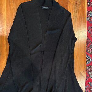 Eileen Fisher Open Front Cardigan Black Organic Cotton Linen XS
